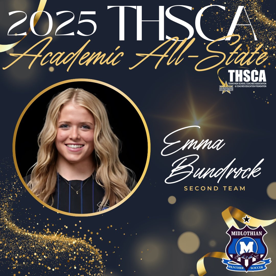 Midlothian High School Soccer (@mhssoccerbc) on Twitter photo Congratulations to our <a href="/midlo_gsoccer/">MHS Girls Soccer</a> THSCA Academic All-State Award recipients! We are so proud of you all!
πβοΈπΎβ½οΈπ
<a href="/17zaylareagan/">Zayla Reagan</a>
<a href="/tatumbarnett_/">Tatum Barnett</a>
& Emma Bundrock
<a href="/MISD_Athletics/">Midlothian ISD Athletics</a> <a href="/MHSPanthers/">Midlothian High School</a> <a href="/MidlothianISD/">Midlothian ISD</a> <a href="/THSCAcoaches/">THSCA</a> Congratulations to our <a href="/midlo_gsoccer/">MHS Girls Soccer</a> THSCA Academic All-State Award recipients! We are so proud of you all!
πβοΈπΎβ½οΈπ
<a href="/17zaylareagan/">Zayla Reagan</a>
<a href="/tatumbarnett_/">Tatum Barnett</a>
& Emma Bundrock
<a href="/MISD_Athletics/">Midlothian ISD Athletics</a> <a href="/MHSPanthers/">Midlothian High School</a> <a href="/MidlothianISD/">Midlothian ISD</a> <a href="/THSCAcoaches/">THSCA</a>