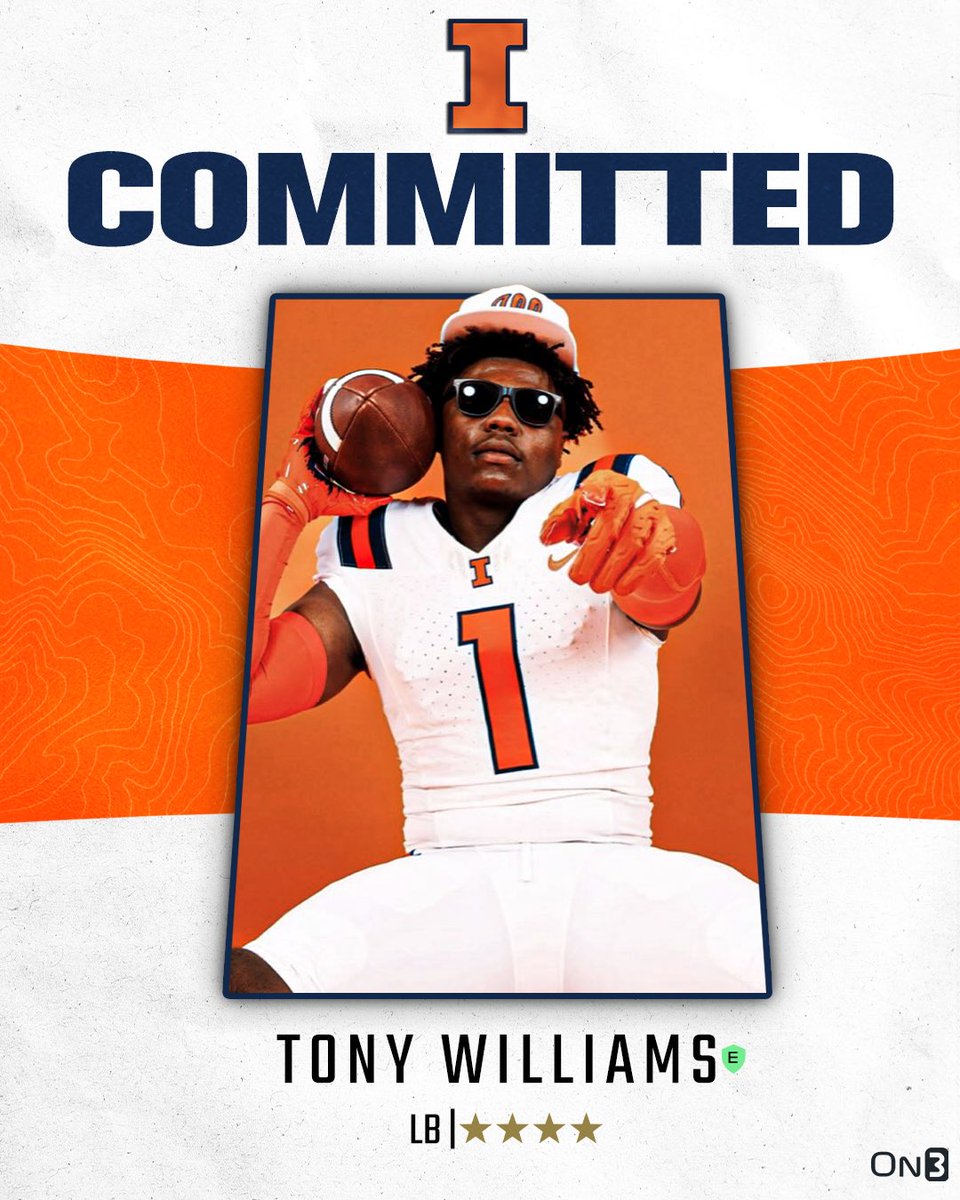 Rivals's tweet image. 🚨BREAKING🚨 On3 4-star LB Tony Williams has committed to Illinois🍊

Read: on3.com/news/on3-4-sta…