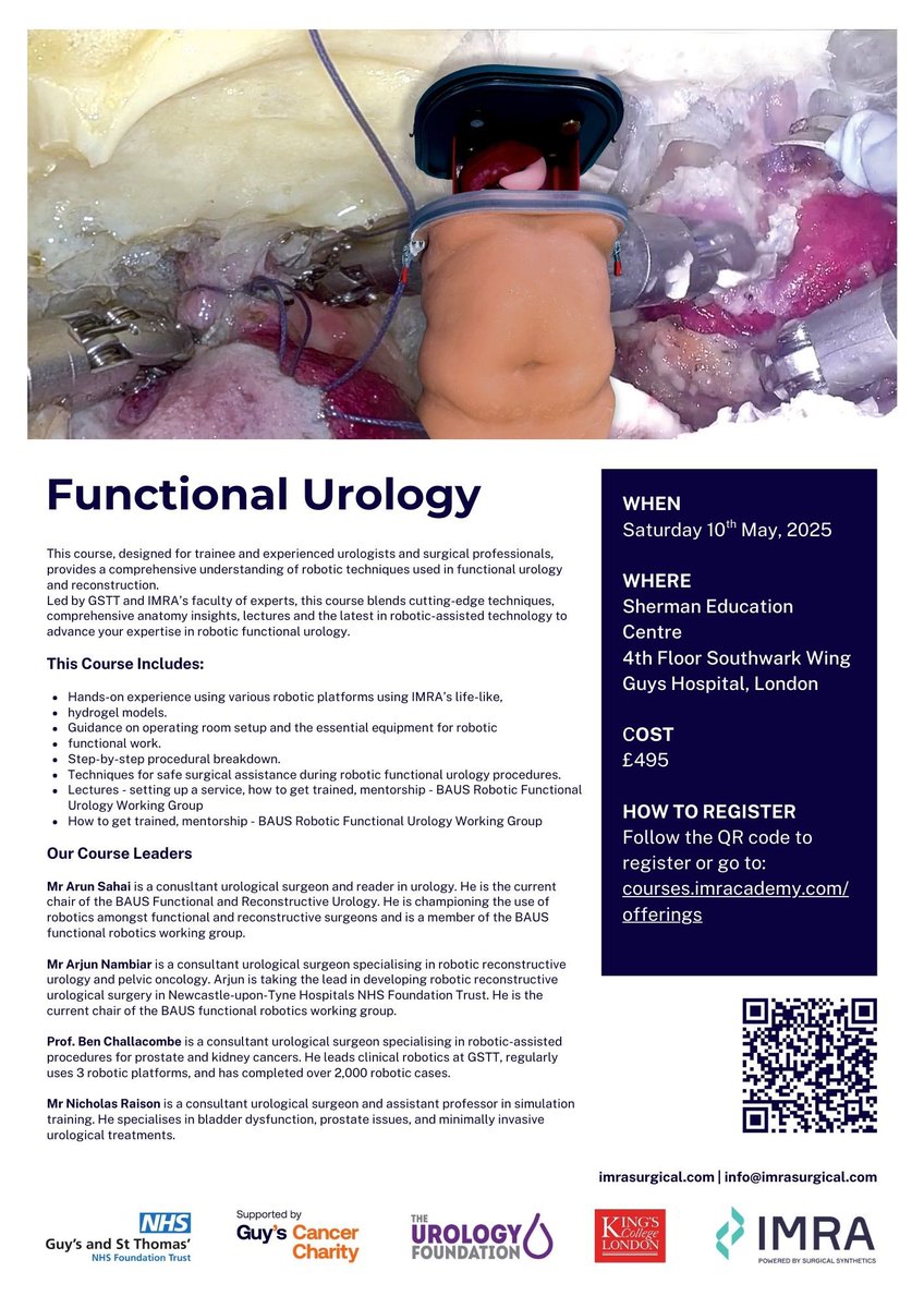 Ben Challacombe (@benchallacombe) on Twitter photo How many anastomoses can you do in a day?
Our next RoboReady course- functional and reconstructive urology. Great Faculty <a href="/urosurg7/">Arjun Nambiar</a> <a href="/sonnyurol/">Arun Sahai</a> <a href="/NicholasRaison/">Nicholas Raison</a> 10th May 2025. <a href="/IMRASurgical/">IMRA Surgical - also on Bluesky</a> <a href="/IntuitiveSurg/">Intuitive</a> <a href="/TouchSurgery/">Medtronic Digital Surgery</a> <a href="/CMRSurgical/">CMR Surgical</a> <a href="/Proximie/">Proximie</a> <a href="/prokarurol/">Prof. Prokar Dasgupta OBE</a> <a href="/GuysUrology/">Guy's Urology News</a> How many anastomoses can you do in a day?
Our next RoboReady course- functional and reconstructive urology. Great Faculty <a href="/urosurg7/">Arjun Nambiar</a> <a href="/sonnyurol/">Arun Sahai</a> <a href="/NicholasRaison/">Nicholas Raison</a> 10th May 2025. <a href="/IMRASurgical/">IMRA Surgical - also on Bluesky</a> <a href="/IntuitiveSurg/">Intuitive</a> <a href="/TouchSurgery/">Medtronic Digital Surgery</a> <a href="/CMRSurgical/">CMR Surgical</a> <a href="/Proximie/">Proximie</a> <a href="/prokarurol/">Prof. Prokar Dasgupta OBE</a> <a href="/GuysUrology/">Guy's Urology News</a>