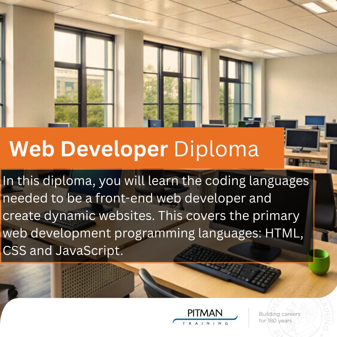 Pitman Training Dublin-Swords (@pitmanswords) on Twitter photo Learn the most in-demand web development skills, techniques and tools with our Web Developer Diploma! πβ¨
Kickstart your future with Pitman Training Swords!
βοΈ swords@pitman-training.com
βοΈ 018404075 opt 2
π
Book here: ow.ly/SNjO50PheKt Learn the most in-demand web development skills, techniques and tools with our Web Developer Diploma! πβ¨
Kickstart your future with Pitman Training Swords!
βοΈ swords@pitman-training.com
βοΈ 018404075 opt 2
π
Book here: ow.ly/SNjO50PheKt