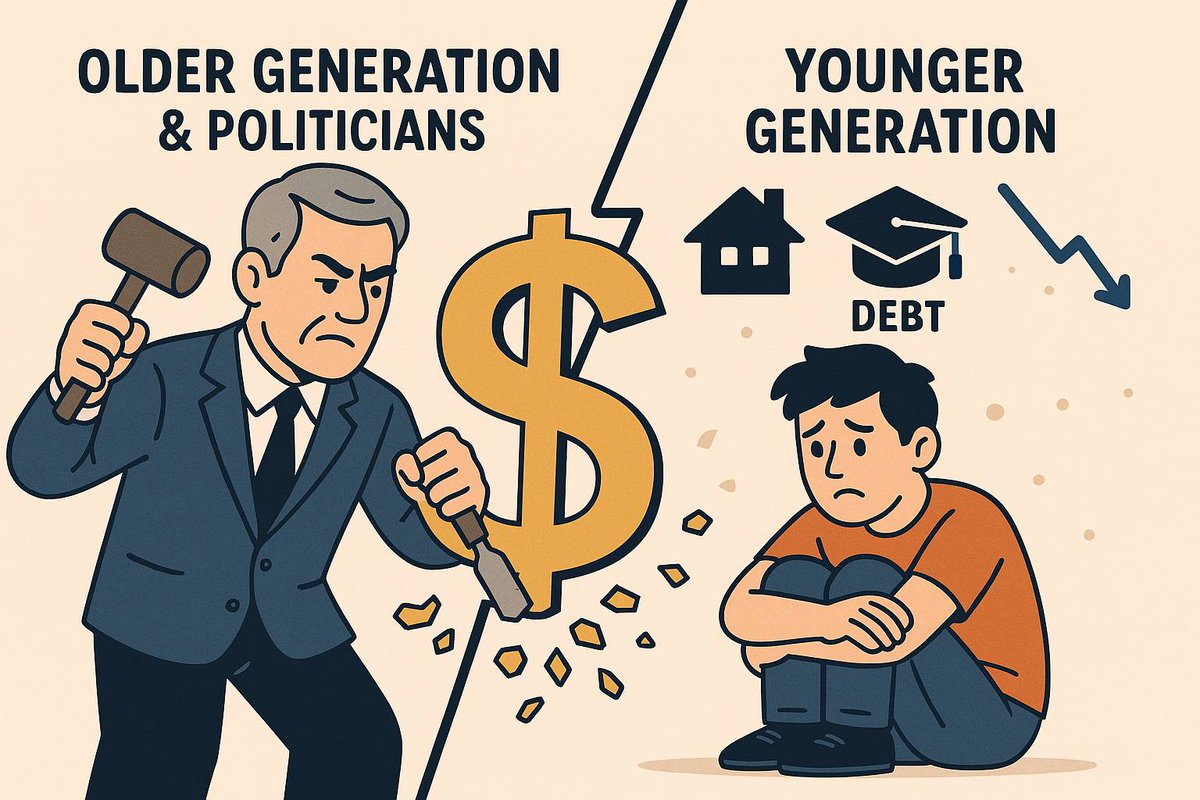 I'm going to say something that business leaders aren't willing to say: 

The younger generation is being carved out by the older generation and politicians. 

This isn't talked about enough, but the data is clear. 👇