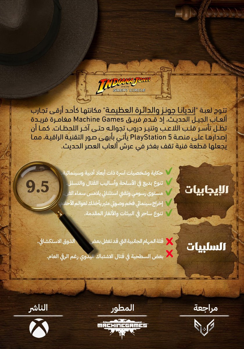 📜| مراجعة لعبة Indiana Jones And The Great Circle 🏺⬇️

المصمم : 
<a href="/MoVisionX/">محمد - Mohammed</a>
 
المراجع : 
<a href="/Baraito_/">Baraa ∞ $</a>

——————

<a href="/PlayStationSA/">بلايستيشن السعودية</a>
 
<a href="/Xbox_Saudi/">Xbox Saudi</a>
 
<a href="/bethesda_me/">Bethesda Middle East</a>