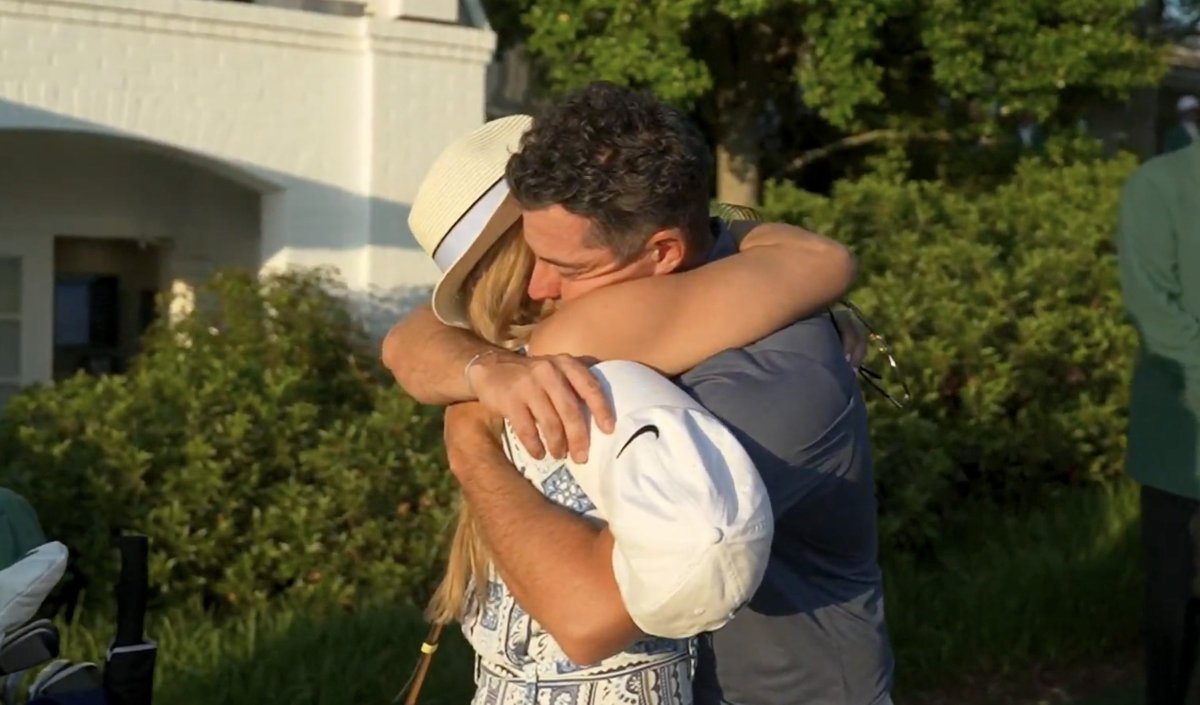 Among the scenes from last night, I found this one to be as beautiful as any. Justin Rose's wife hugging Rory, telling him, "I'm really, really happy for you."

Incredible sport. Incredible day. Still can't believe it.