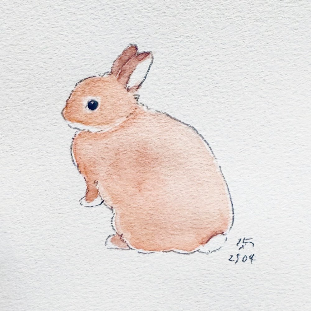 「【用があって紙に描く練習をしている】太いシャーペン描きやすい!塗ったら味のあるム」|大賀一五🐰のイラスト
