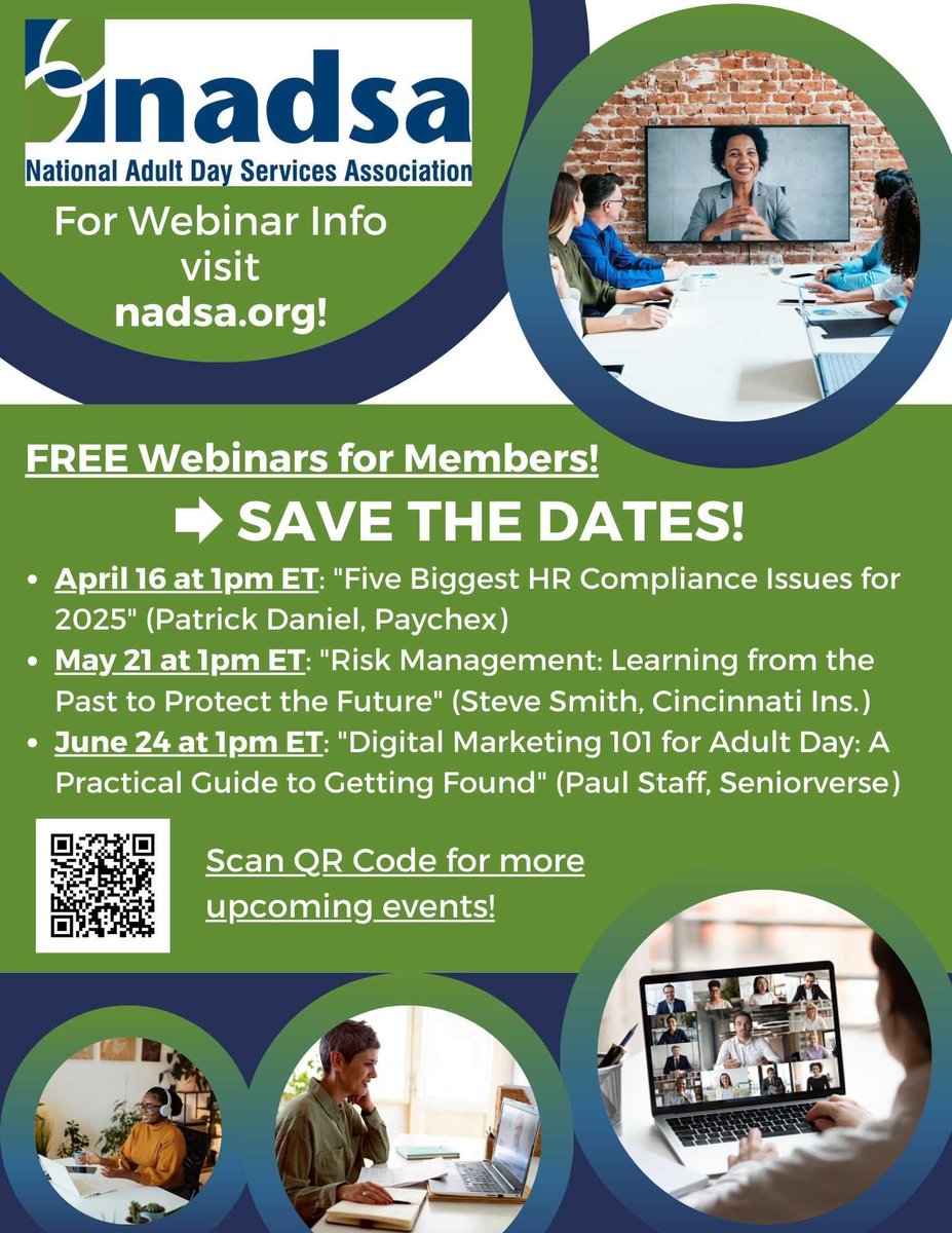 NADSA MEMBERS FREE! THREE FANTASTIC WEBINARS! "Five Biggest HR Compliance Issues for 2025" (April 16) is coming up first! Don't miss it! For more info &amp; to register: buff.ly/FVPso0Z