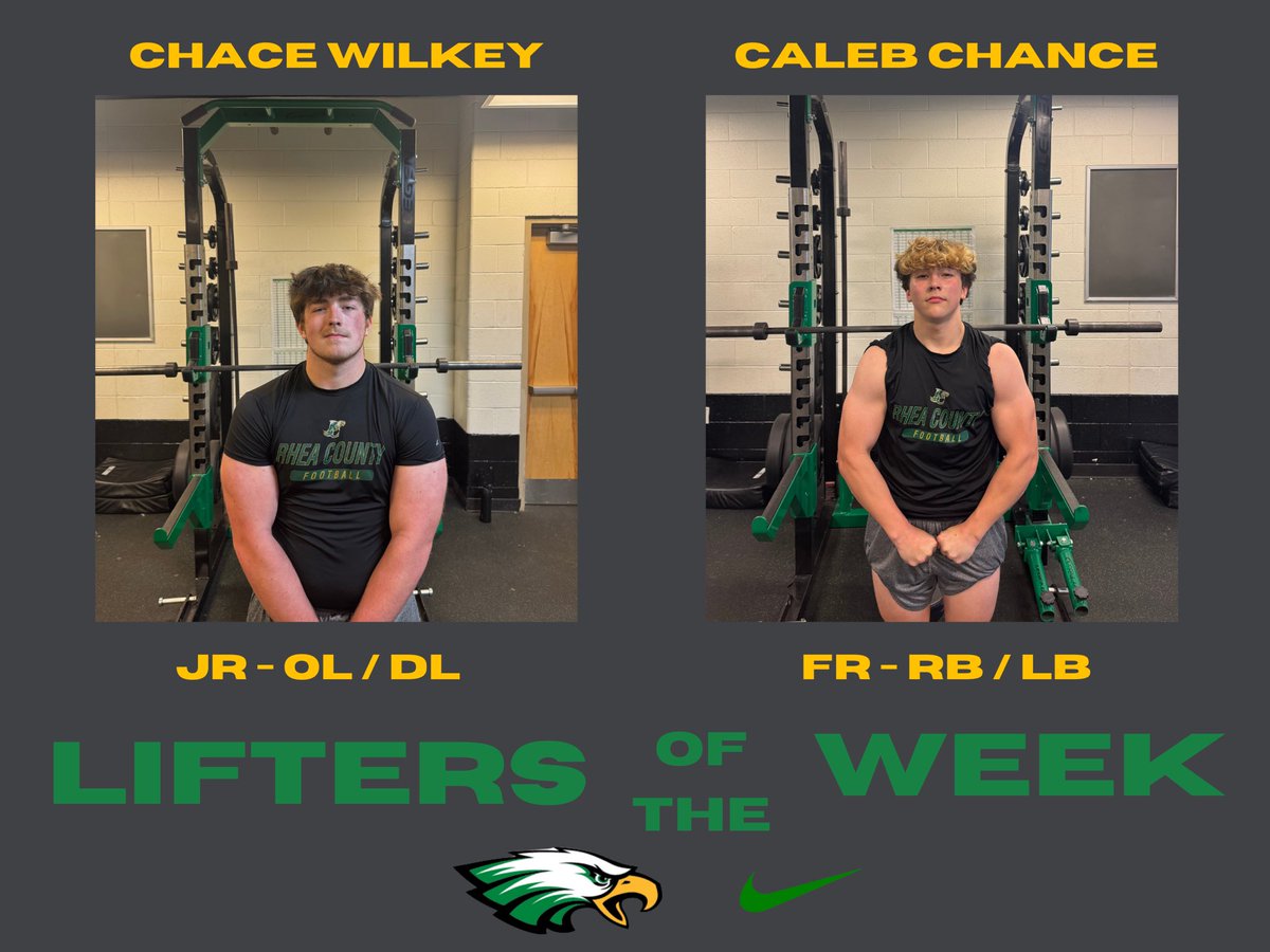 4/7-4/11
Lifters of the week 

Chace Wilkey - JR - OL/DL #72
Caleb Chance - FR - RB/LB #26