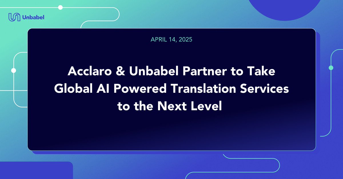 Unbabel's tweet image. 📣 Unbabel & Acclaro join forces to redefine global translation
This means:
✅ Smarter translations via Widn.Ai
✅ Seamless AI-powered workflows
✅ Unmatched global reach & scale
Learn more 👉 hubs.li/Q03hb4-d0
#TranslationAI #Unbabel