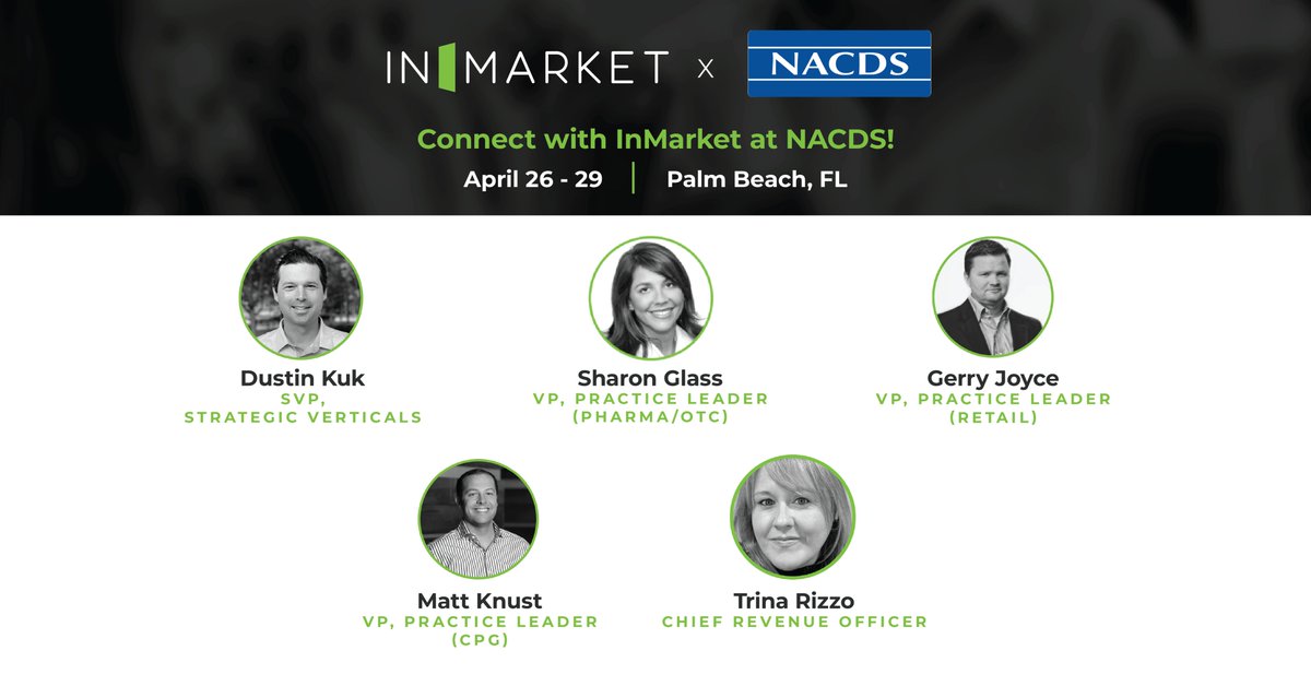 InMarket will be attending <a href="/NACDS/">NACDS</a> in Palm Beach from April 26th to 29th!

Meet with the team at Umbrella 402 to discover how InMarket helps health &amp; wellness brands connect with consumers, as well as increase awareness, consideration, and conversions.