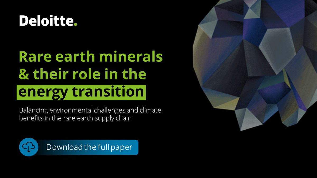 Rare earths are essential for the #EnergyTransition, but are supply chains prepared? Explore the environmental and economic challenges in our latest report: delo.tt/6013FhkiS

#Sustainability #RareEarth #DeloitteInsights