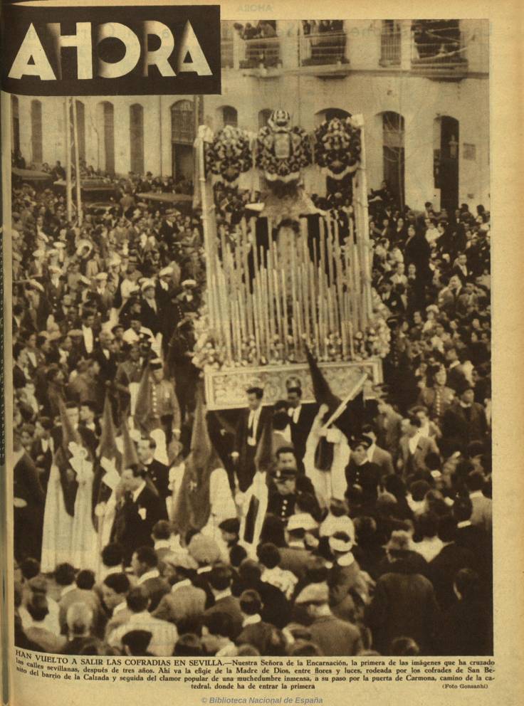 El periodista y escritor sevillano Manuel Chaves Nogales (1897-1944), cuyas obras han entrado este año en dominio público, supo describir con lucidez y originalidad la Semana Santa de Sevilla en sus ensayos y reportajes

🔗bdh.bne.es/bnesearch/Sear…