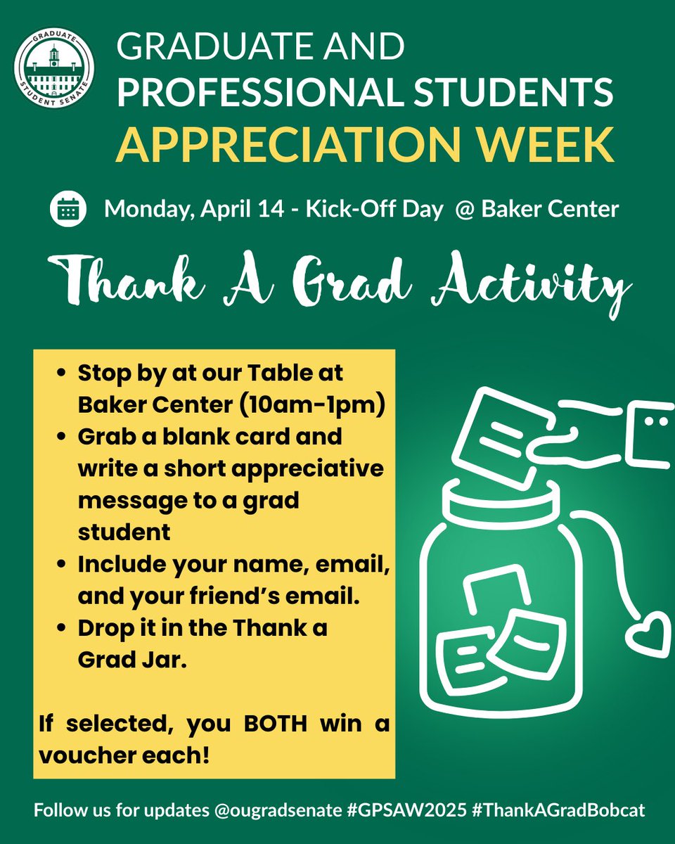 GPSAW is here ! 🎊🎊
Kick-off day for our week-long celebration is TODAY ! 

And we’ve free vouchers for lucky winners. Stop by🚀💚

💚Don’t forget to #gpsaw2025 and #thankagradbobcat on IG
