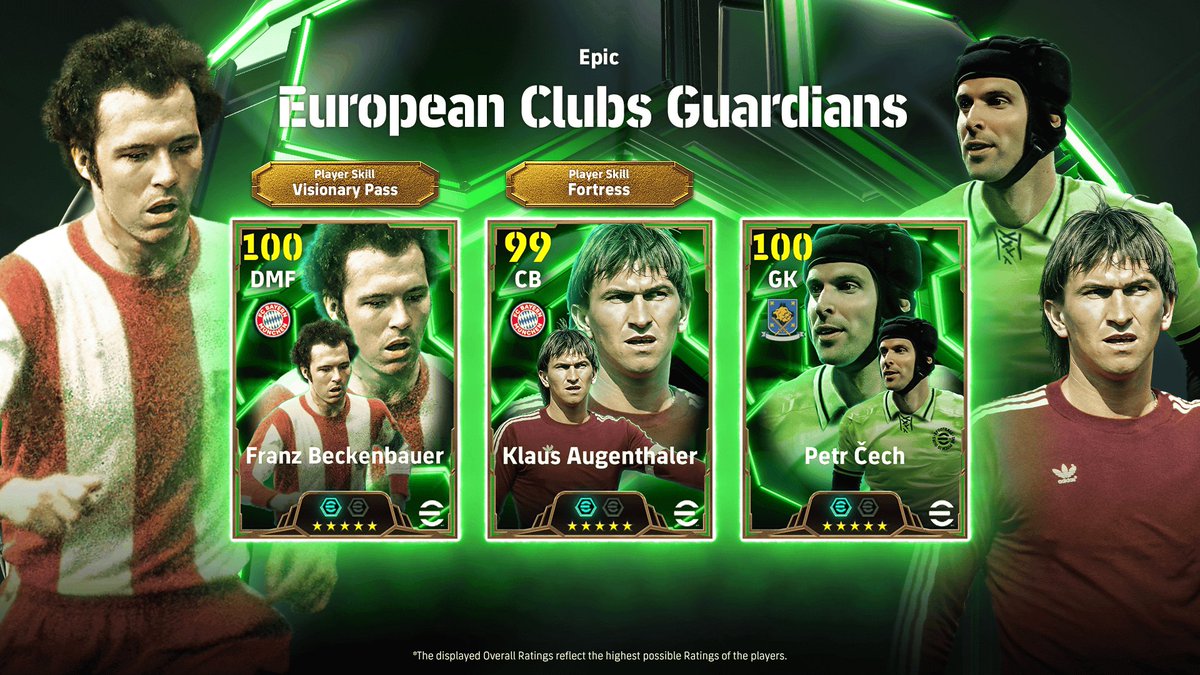 Monday update 
European Clubs Guardians
Franz Beckenbauer 🇩🇪Visionary Pass 7/10
Klaus Augenthaler🇩🇪Fortress 6.5/10
Petr Cech🇨🇿 10/10
Hello guys Cech Is the goat goalkeeper of the game.
Honestly i no like the other two players of the pool.
Spin only if you want Cech
RT for more