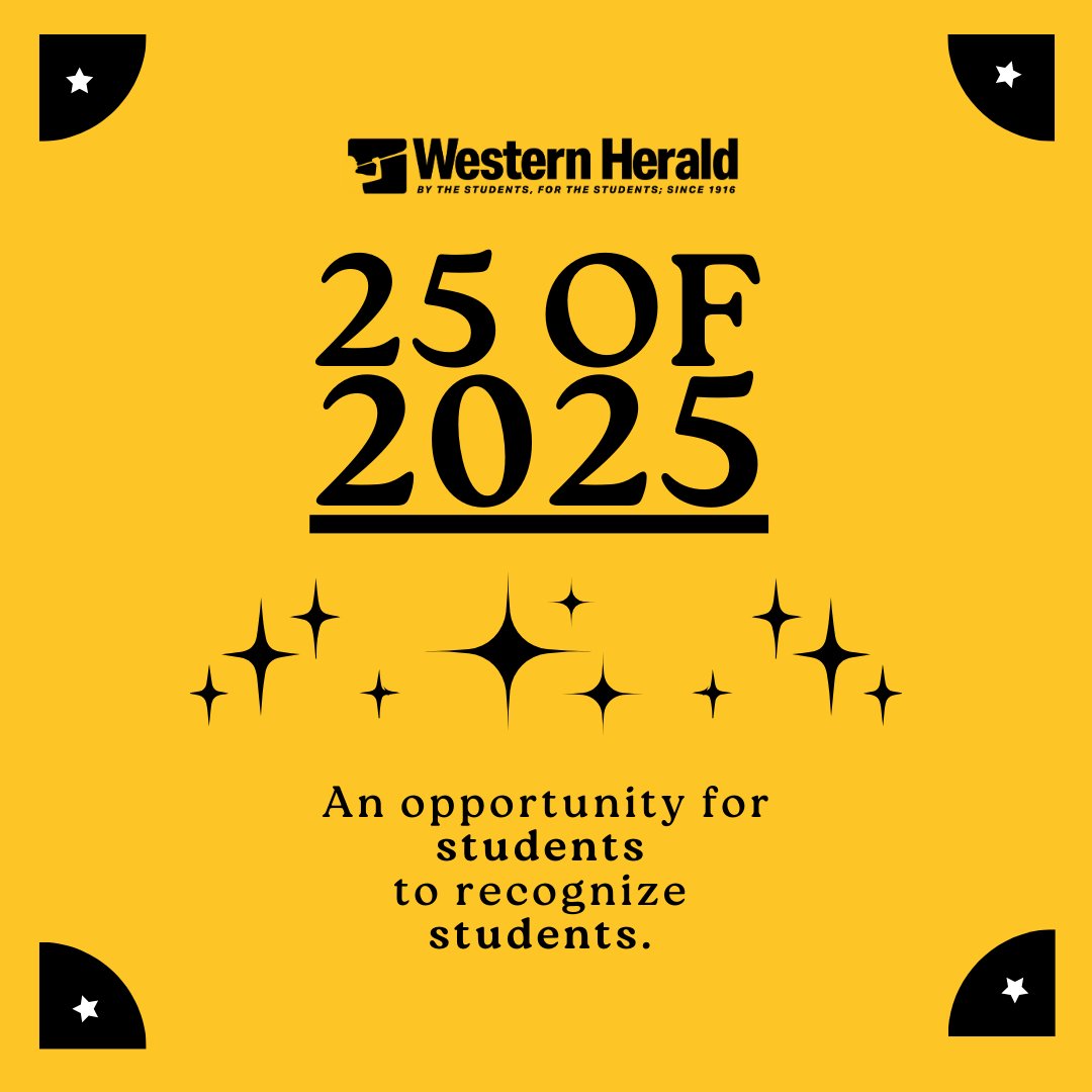 Western Herald's 25 of 2025 is NOW PUBLISHED! Learn all about 25 amazing students at Western Michigan University at westernherald.com/opinion/articl… or pick up a print edition on campus today. We're so proud of these Broncos and everything they've accomplished.