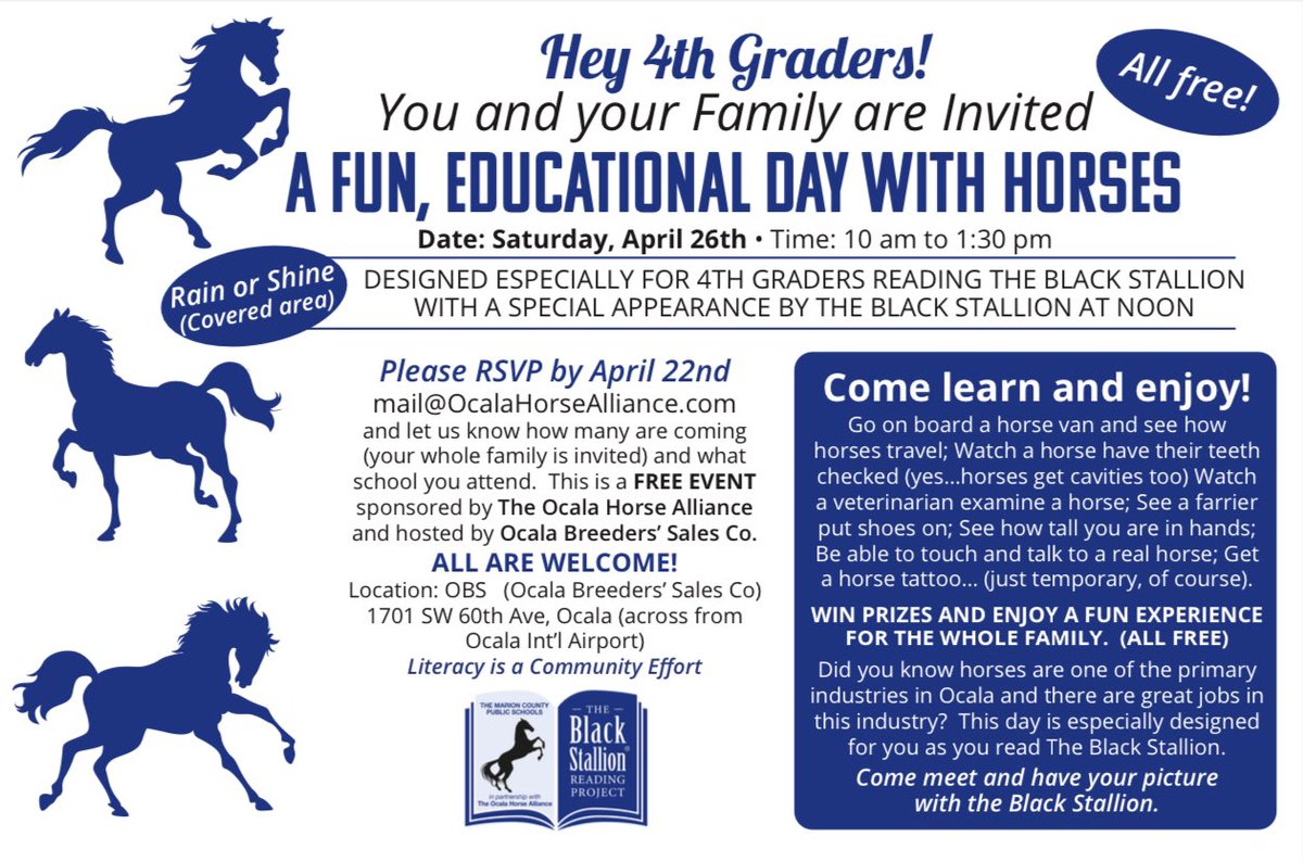 Erika Wiggins (@erikawiggins16) on Twitter photo A great opportunity for fourth grade students and their families 🐴📚 <a href="/DESsmallPAWS/">Dunnellon Elementary</a> A great opportunity for fourth grade students and their families 🐴📚 <a href="/DESsmallPAWS/">Dunnellon Elementary</a>