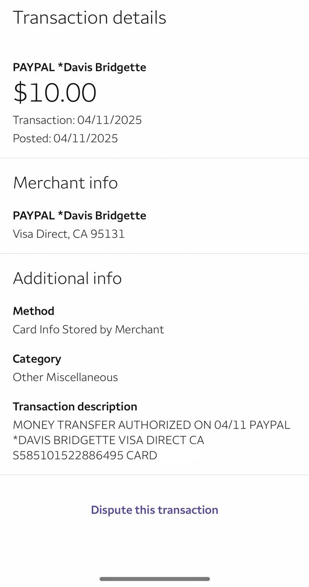 cilla_johnson's tweet photo. When @PayPal knowingly supports fraud. Called to report multiple unauthorized charges by this user (debit card in hand) showing up on my bank account, only to be told “we’ll look into it when the bank contacts us.” I would’ve thought the company cared about security! 🤬🤦🏼‍♀️ #fraud https://t.co/aSPIMrAlZv