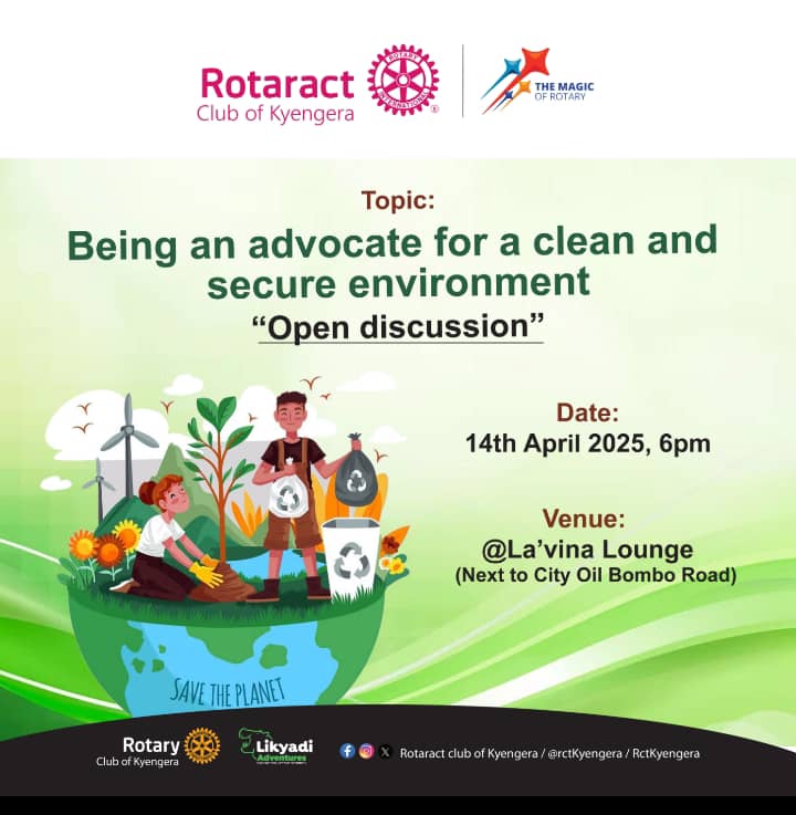 Rotaract Club of Kyengera (@rctkyengera) on Twitter photo Dear partners, Its the "Environment theme month". today <a href="/RctKyengera/">Rotaract Club of Kyengera</a> we share insights on how to be advocates for clean environment in our communities. Be part of the discussions via online: meet.google.com/rwb-brjv-yqi Dear partners, Its the "Environment theme month". today <a href="/RctKyengera/">Rotaract Club of Kyengera</a> we share insights on how to be advocates for clean environment in our communities. Be part of the discussions via online: meet.google.com/rwb-brjv-yqi