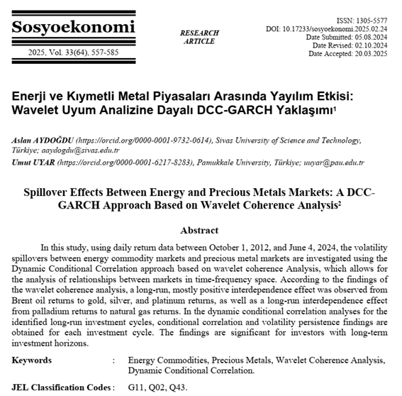 DrUmutUyar's tweet photo. 📢 New publication alert!
We explored volatility spillovers between energy and precious metal markets using Wavelet Coherence & DCC-GARCH models.
Key insights for long-term portfolio strategies.
🔗 https://t.co/agbodPXCaZ
#Finance #Energy #Metals #Wavelet #GARCH #Investing https://t.co/xNzzC6whix