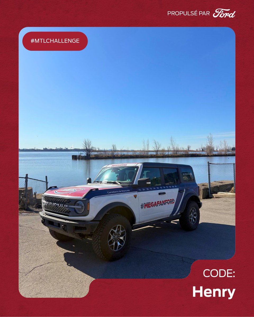 megafanford's tweet image. BILLETS GRATUITS - Défi Montréal x @FordCanada ! Envie de gagner des billets pour le match de ce soir? Retrouvez-nous à la Marina de Repentigny entre 12:00 et 13:00 et n’oubliez pas le mot de passe du jour: Henry.

📍358 Rue Notre-Dame, Repentigny, J6A 2S5

#megafanford