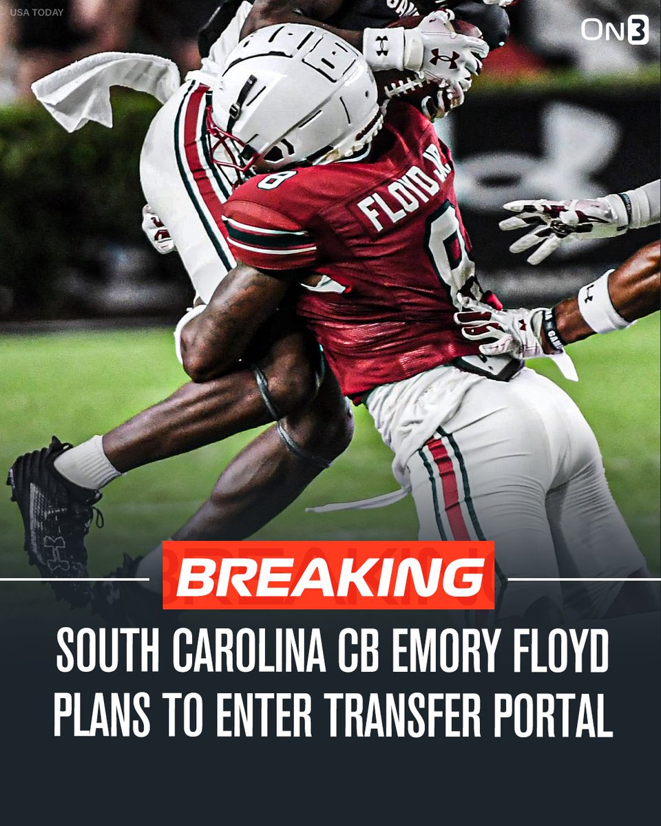 Transfer Portal (@transferportal_) on Twitter photo NEW: South Carolina CB Emory Floyd plans to enter the NCAA Transfer Portal, <a href="/Hayesfawcett3/">Hayes Fawcett</a> reports.
Floyd was a 4-star in the 2022 class.
on3.com/college/south-… NEW: South Carolina CB Emory Floyd plans to enter the NCAA Transfer Portal, <a href="/Hayesfawcett3/">Hayes Fawcett</a> reports.
Floyd was a 4-star in the 2022 class.
on3.com/college/south-…