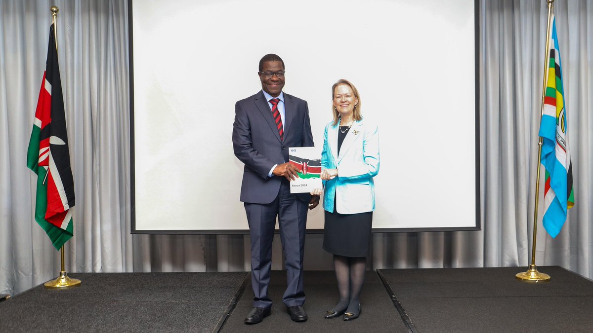 AmbMaryWarlick's tweet photo. Pleased to launch @IEA's new in-depth review of Kenya's energy policies with Minister @OpiyoWandayi today in Nairobi

🇰🇪 has made remarkable progress in expanding energy access. @IEA looks forward to continued close cooperation with Kenya as it works to achieve its energy goals https://t.co/Kw6XafXeqw