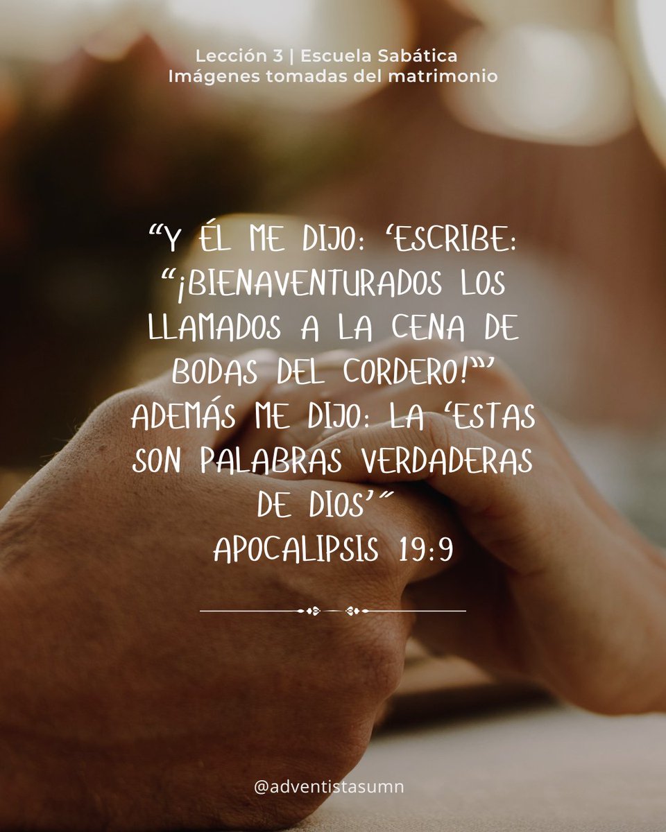 El matrimonio, diseñado por Dios, es una escuela 📖 donde aprendemos sobre su amor, su gracia y su plan de salvación. Aun en medio de fallos humanos, Él nos habla a través de este vínculo sagrado. 🙏

Compartimos el versículo clave para memorizar. #EscuelaSabática #LESAdv #LESAsd
