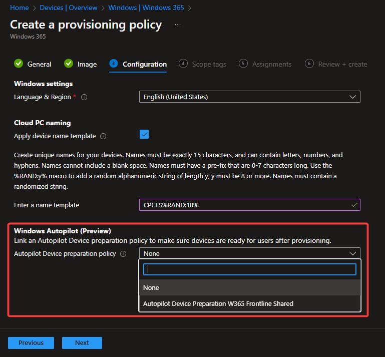 Brinkhoff_C's tweet image. Using #Windows #Autopilot device preparation with #Windows365Frontline shared cloud PCs. “After testing device preparation and Frontline shared cloud PCs, I can say, this works very well! We finally have a way to ensure that, also on our cloud PCs, we have a good option to ensure…