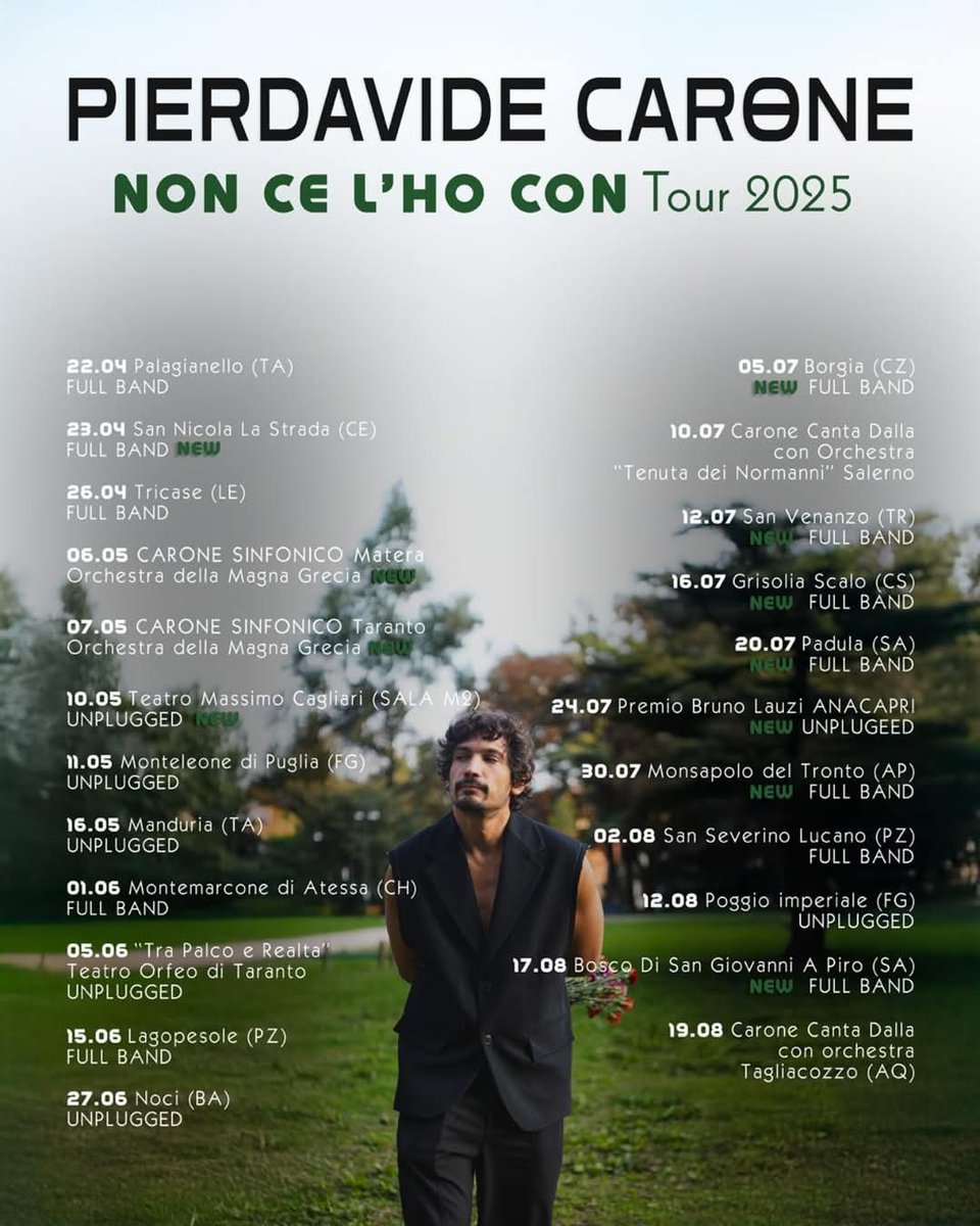 PCaroneoffFC's tweet photo. "Non ce l'ho con tour 2025"
Le nuove date ! 
@Carone_Official  vi aspetta ! https://t.co/dvPR7SPNpQ