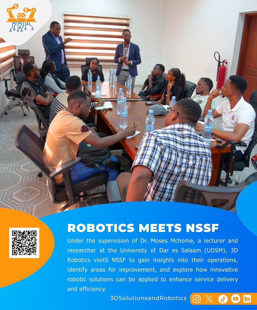 3D_roboticsLab's tweet photo. Last week, we had the opportunity to visit @nssftz a truly remarkable experience.

NSSF gave us valuable insights on how they integrate technology and software into their systems to improve efficiency and enhance service delivery.
Excited for the future of tech-driven solutions https://t.co/6tI7oTwtsl