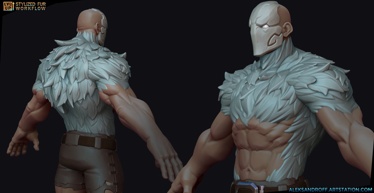 Hopefully this information will help aspiring artists understand and improve their process for creating stylized fur :)

Video with process you can find here : artstation.com/artwork/Ezg2vn

#Zbrush #Art #Workflow #Stylized #3D #CG #Fur