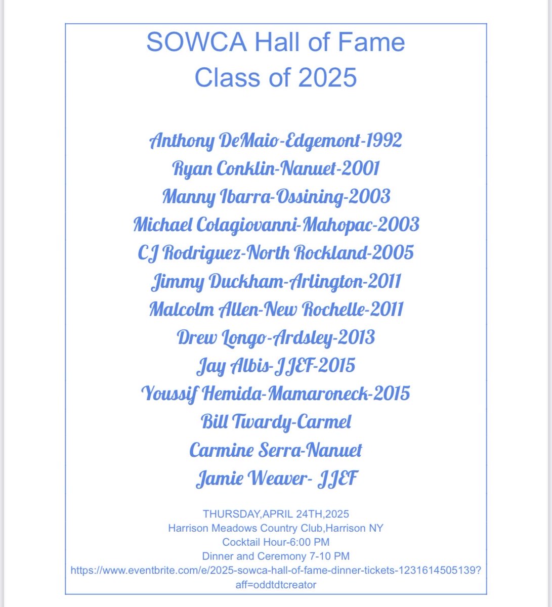 An amazing group of Inductees! Last chance for tickets.                        eventbrite.com/e/2025-sowca-h…