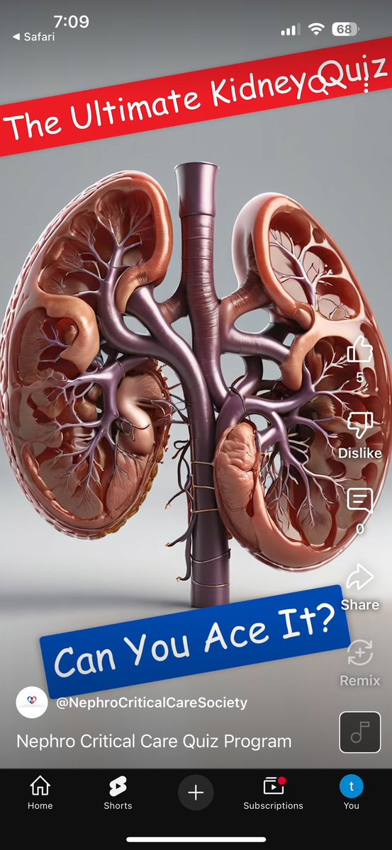 Think you’ve mastered the kidneys?
⚡️Test your skills in our Ultimate Nephro Critical Care Quiz!
⏱️ Quick. 🧠 Smart. 🔥 Addictive.

▶️ Watch: youtube.com/shorts/m-JMT0Y…
📝 Play: nephrocriticalcare.com/qd/

#Nephrology #CriticalCare #QuizTime #MedTwitter