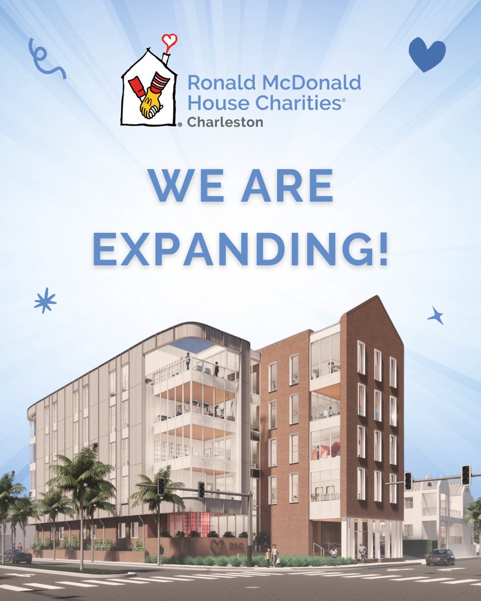 RMHC Charleston (@rmhccharleston) on Twitter photo BIG NEWS! We're Expanding! 💙
RMHC Charleston is growing! We're launching our Expanding Hope Capital Campaign to build a new 5-story addition to our House with a total of 70 bedrooms!
Donate today to have your donation matched by <a href="/CrewsSubaru/">Crews Subaru</a> at the link in our bio 🏠 BIG NEWS! We're Expanding! 💙
RMHC Charleston is growing! We're launching our Expanding Hope Capital Campaign to build a new 5-story addition to our House with a total of 70 bedrooms!
Donate today to have your donation matched by <a href="/CrewsSubaru/">Crews Subaru</a> at the link in our bio 🏠