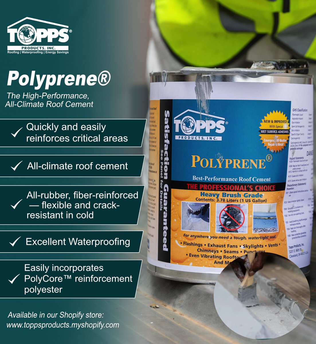 🏆 Polyprene® — #1 all-climate roof repair compound trusted globally by roofing professionals. 🌎💪

Polyprene® &amp; Polyprene® for EPDM/TPO/PVC are available in our Shopify store: toppsproducts.myshopify.com

#toppsproducts #polyprene #roofing #roofs #roofers