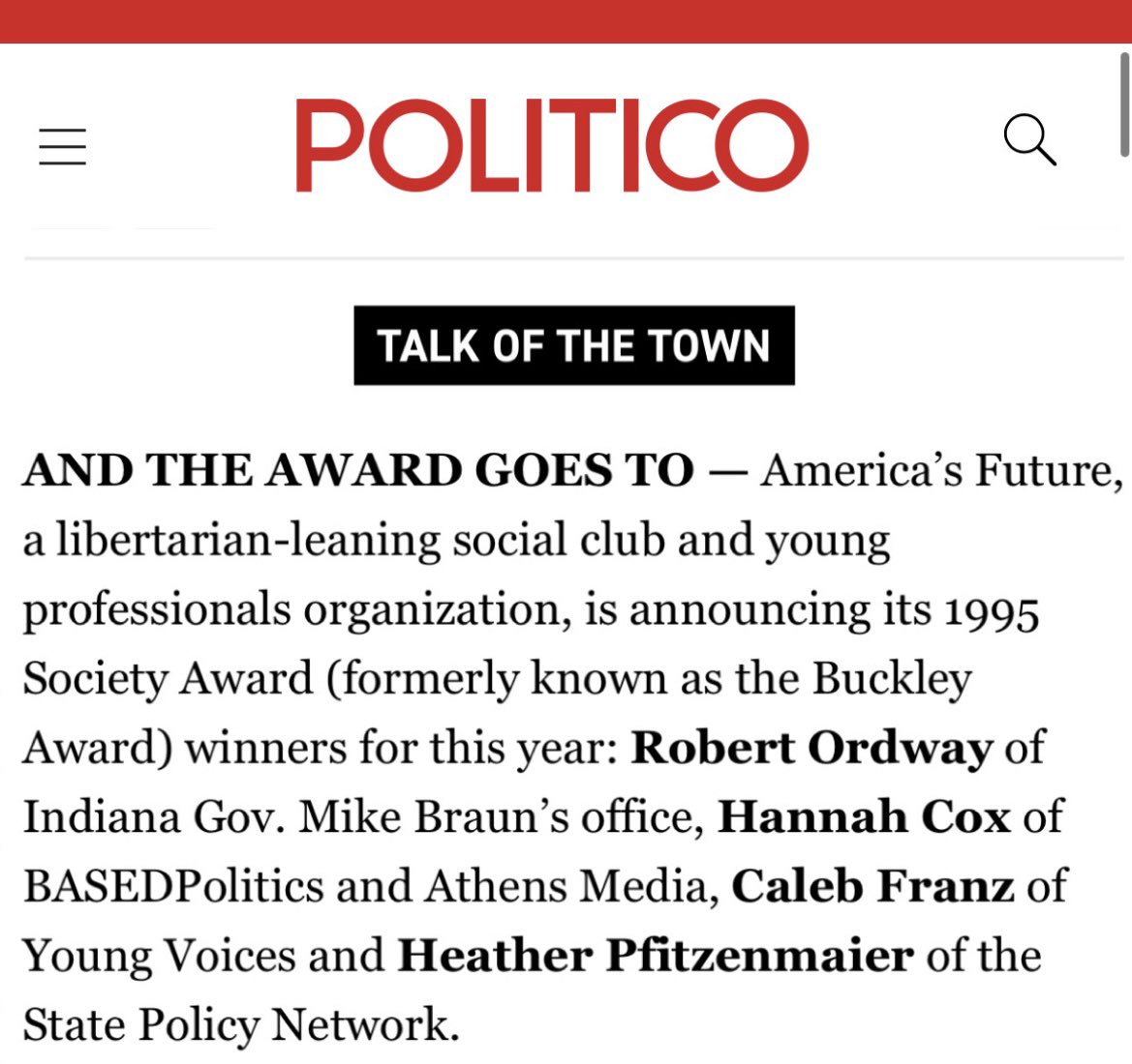 AFempowers's tweet image. America’s Future is proud to induct @HannahDCox @RobertOrdway @CalebFranz and Heather Pfitzenmaier
into our 1995 Society at our Annual Gala & Awards Showcase on May 22 at AutoShop in Washington, DC.
These honorees are the best, brightest, and bravest rising stars.
Thank you…