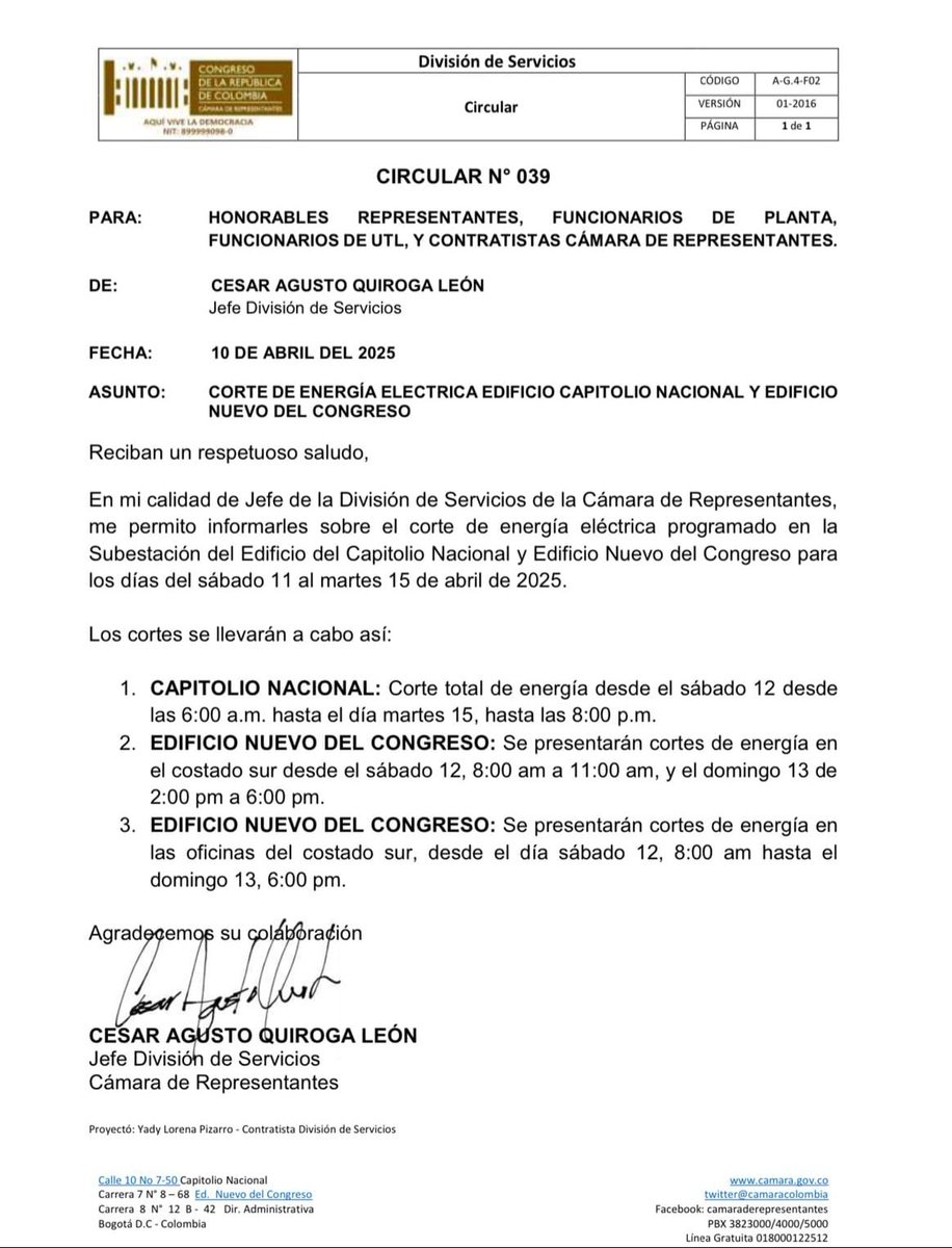 WRadioColombia's tweet photo. #NoticiaW | El Congreso no sesionará esta Semana Santa y se otorgaron los días lunes 14, martes 15 y miércoles 16 de abril como descanso remunerado. Desde la Cámara confirmaron que también se dará el lunes 21 de abril por el Día de la Familia. Además, informaron que no habrá sesiones por cortes de luz.