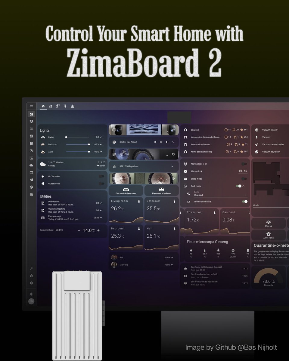 ZimaSpace's tweet photo. Take control of your home with ZimaBoard2! π‘β¨
Turn lights on/off, adjust temperatures, and manage devicesβall from one place. ππ‘οΈ
With Home Assistant, ZimaBoard2 makes your home smarter, faster. π
#ZimaBoard2 #SmartHome #HomeAutomation #LightingControl #TechAtHome https://t.co/Z9Lo8JWO5M