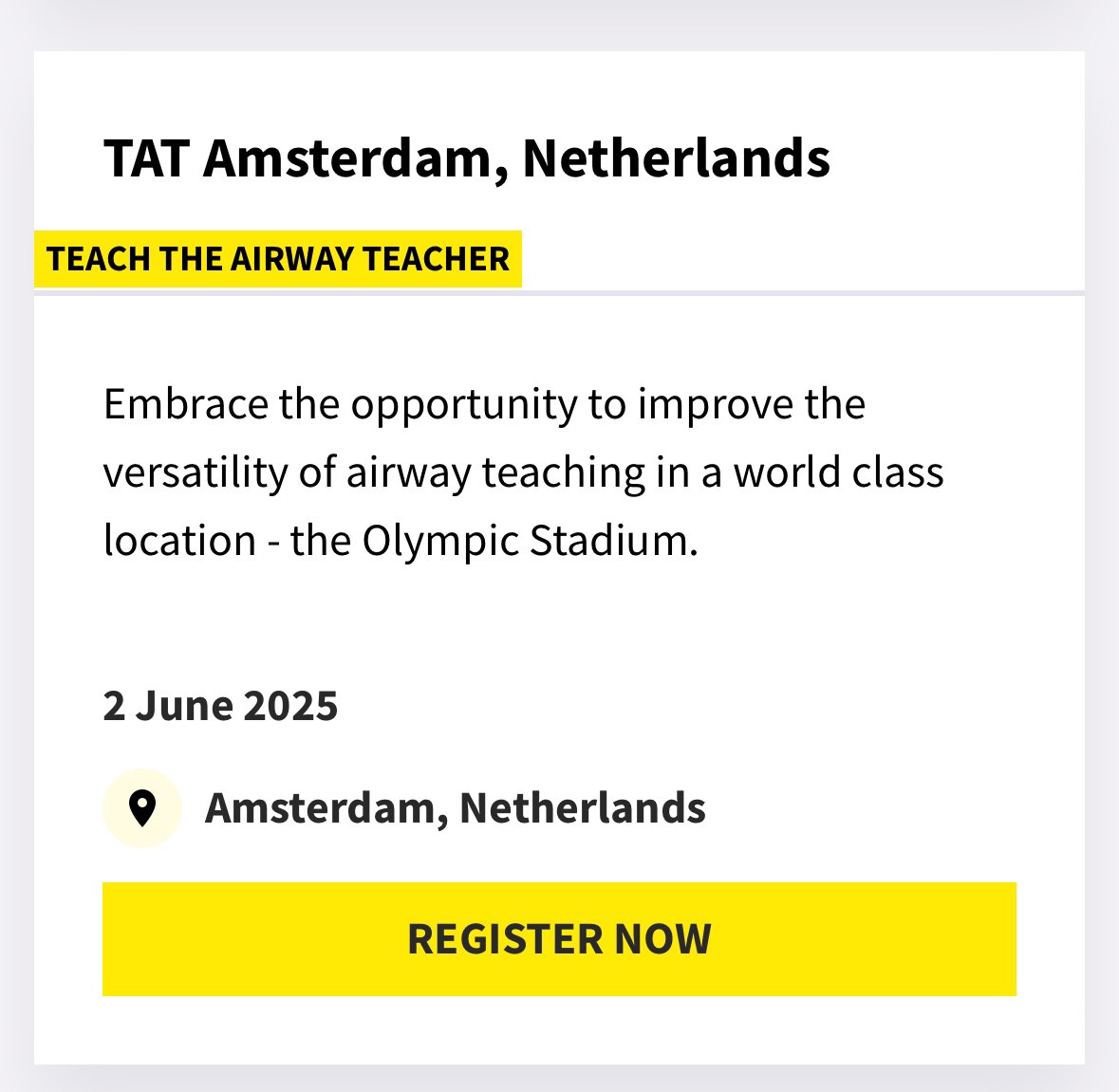 Hans Huitink (@airwaymxacademy) on Twitter photo 2 June 2025 at Olympic Stadium in Amsterdam.
Teach the Airway Teacher course during Amsterdam Airway Festival 2025 in collaboration with European Airway Management Society
More info and registration here eamshq.net/education/teac…
<a href="/AnRocad/">Atropínico</a> <a href="/jducanto/">James DuCanto, M.D.</a> @alexffuchs <a href="/DaveOlvera1/">Dave Olvera</a> 2 June 2025 at Olympic Stadium in Amsterdam.
Teach the Airway Teacher course during Amsterdam Airway Festival 2025 in collaboration with European Airway Management Society
More info and registration here eamshq.net/education/teac…
<a href="/AnRocad/">Atropínico</a> <a href="/jducanto/">James DuCanto, M.D.</a> @alexffuchs <a href="/DaveOlvera1/">Dave Olvera</a>