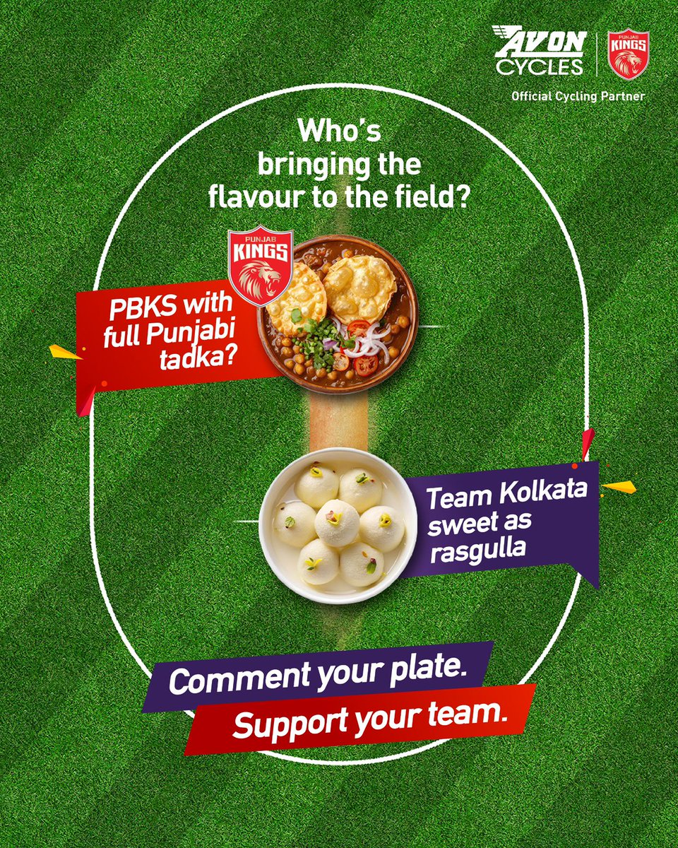 AvonCyclesIndia's tweet photo. The ultimate taste test is here!
Punjab Kings bring bold bites
Kolkata rolls in with classic sweets
Which one are you rooting for? Drop it below! โฌ๏ธ
Desh ki Ride
Desh ki Game
#AvonCycles #DeshKiRide #DeshKiGame #JazbaHaiPunjabi #OfficialCyclingPartner #PunjabKings #SherSquad https://t.co/zJZb2uqFjc