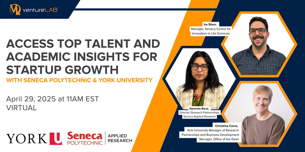 Seneca Applied Research (@seneca_research) on Twitter photo Online <a href="/ventureLABca/">ventureLAB</a> info session for Canadian startups to learn about leveraging academic talent and resources from <a href="/SenecaPoly/">Seneca Polytechnic</a> & <a href="/YorkUniversity/">York University</a>
๐Tuesday, April 29th, 11am-12pm
๐Register - eventbrite.ca/e/access-top-tโฆ
#startups #Innovation #Growth #Canada Online <a href="/ventureLABca/">ventureLAB</a> info session for Canadian startups to learn about leveraging academic talent and resources from <a href="/SenecaPoly/">Seneca Polytechnic</a> & <a href="/YorkUniversity/">York University</a>
๐Tuesday, April 29th, 11am-12pm
๐Register - eventbrite.ca/e/access-top-tโฆ
#startups #Innovation #Growth #Canada