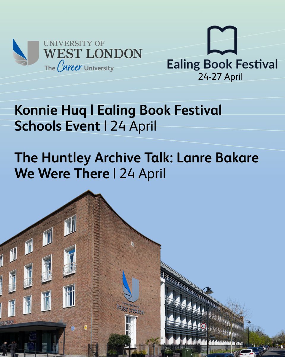 We're delighted to be hosting two events for the second annual Ealing Book Festival 📖

📕Konnie Huq, Ealing Book Festival Schools Event

📘Lanre Bakare, The Huntley Archive Talk

Find out more and grab your tickets 👇
ealingbookfestival.com/whats-on-ealin…