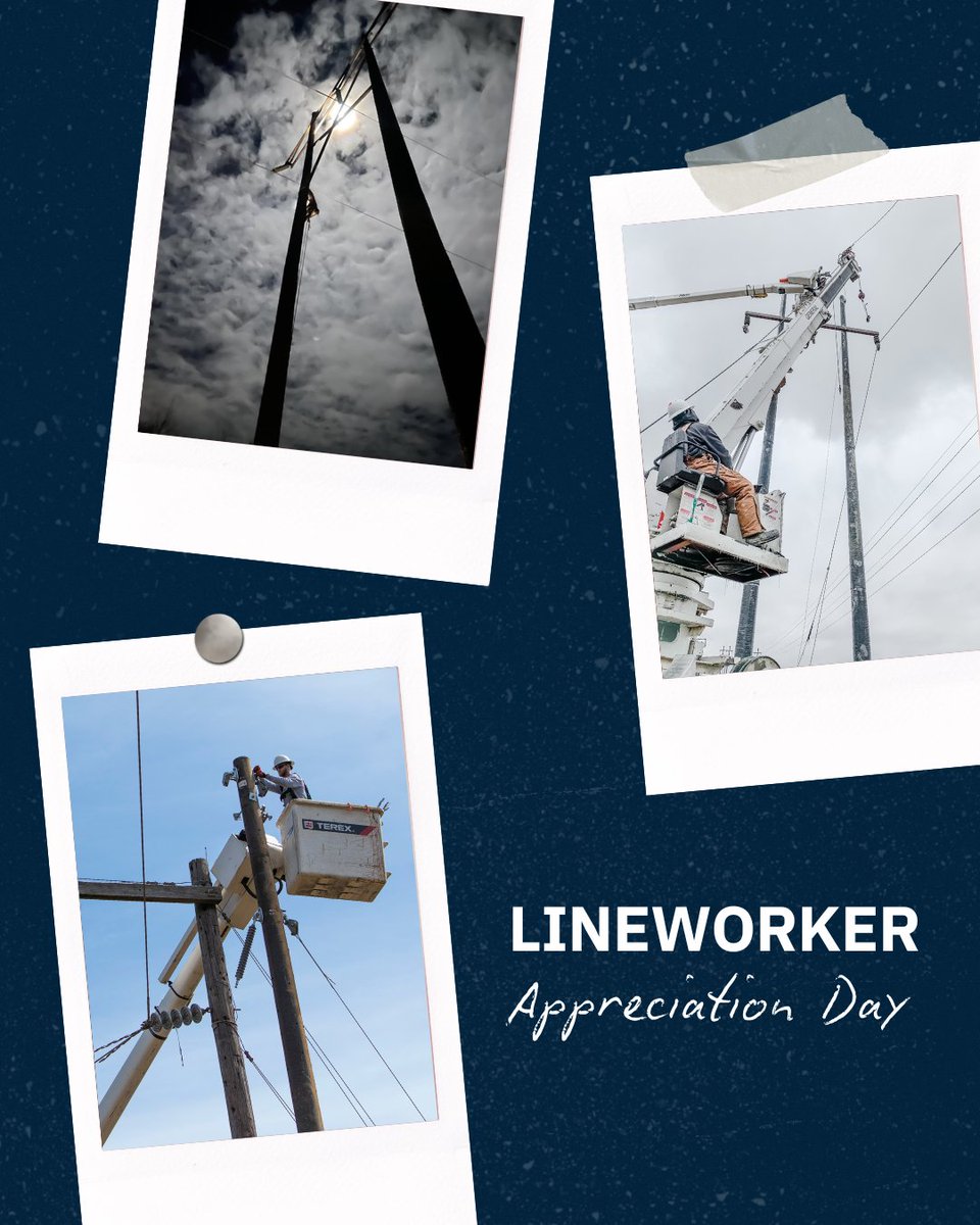 It's Lineworker Appreciation Day! Today (April 14th) is the day electric cooperatives nationwide celebrate the men and women who work in all weather conditions - day and night - to power our communities.

#thankalineworker #lineworkerappreciationday #cooperative