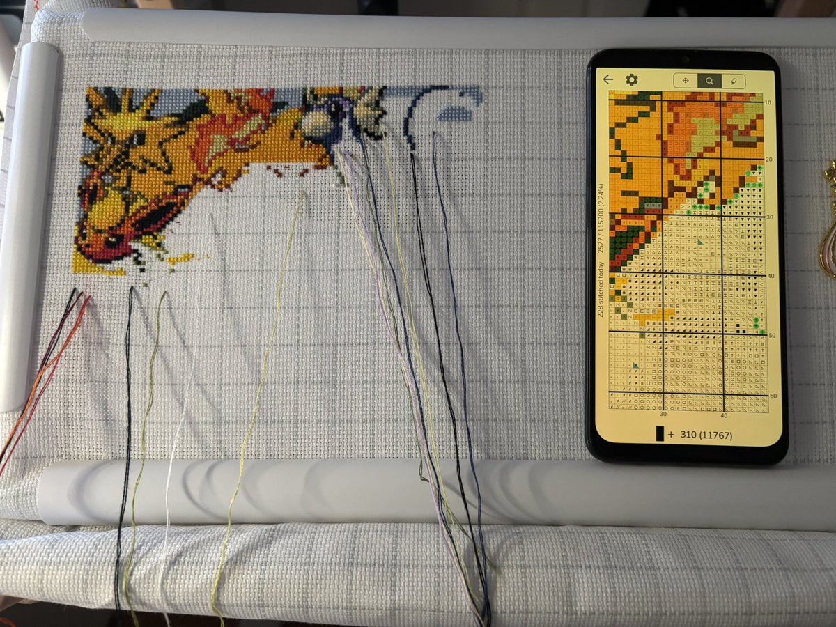 Been living kinda offline and picked up cross stitching again!

Here are 1 and 2% of it done heehee