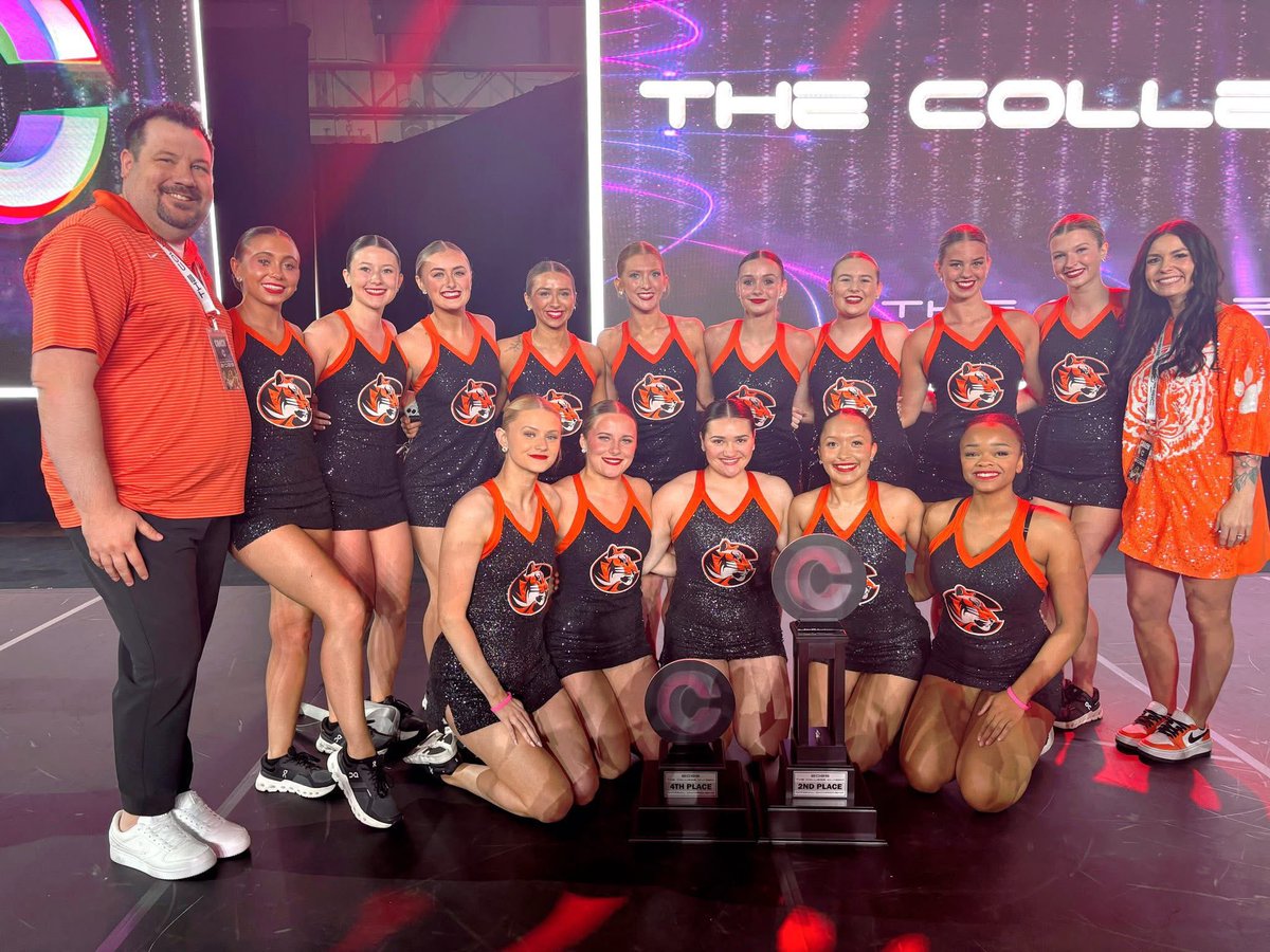 CowleySpirit's tweet image. The Tigerettes placed 2nd in the nation in Hip Hop and 4th in Pom at The College Classic National Championship! Thank you to all our supporters, our dance families, @CowleyCollege & @CowleyAthletics for all your support! 🧡🐅🏆
