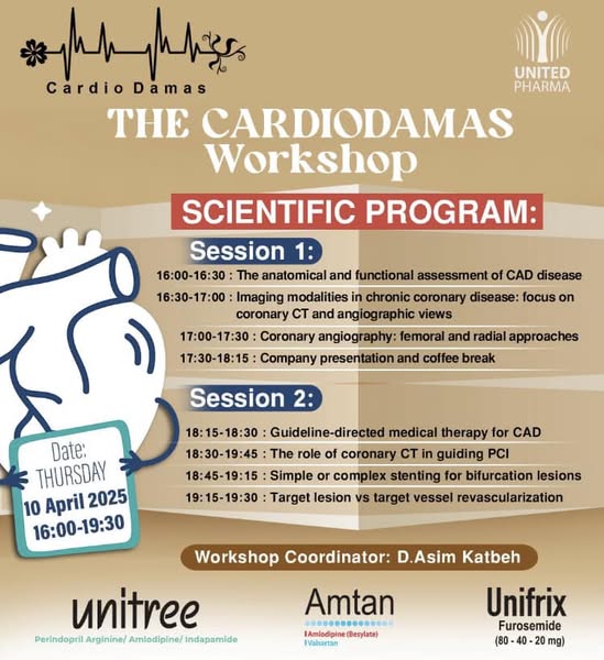 AsimFesc's tweet photo. We are happy to be together in the second workshop this year with focus on chronic coronary syndrome and coronary intervention; 2 interactive sessions with early career Syrian Cardiologists in Damascus April 2025
#cardiodamas https://t.co/F2KqGQlObr