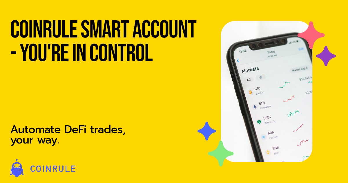 CoinRuleHQ's tweet photo. Unlike the old-school ways, your wallet becomes the CEO of your trades, keeping everything decentralized. Wave goodbye to banking headaches and embrace a trustless smart contract handling it all. Who's ready to own their trading? #SmartTrading #Automation #FreedomInFinance https://t.co/8xLfl3NUjj