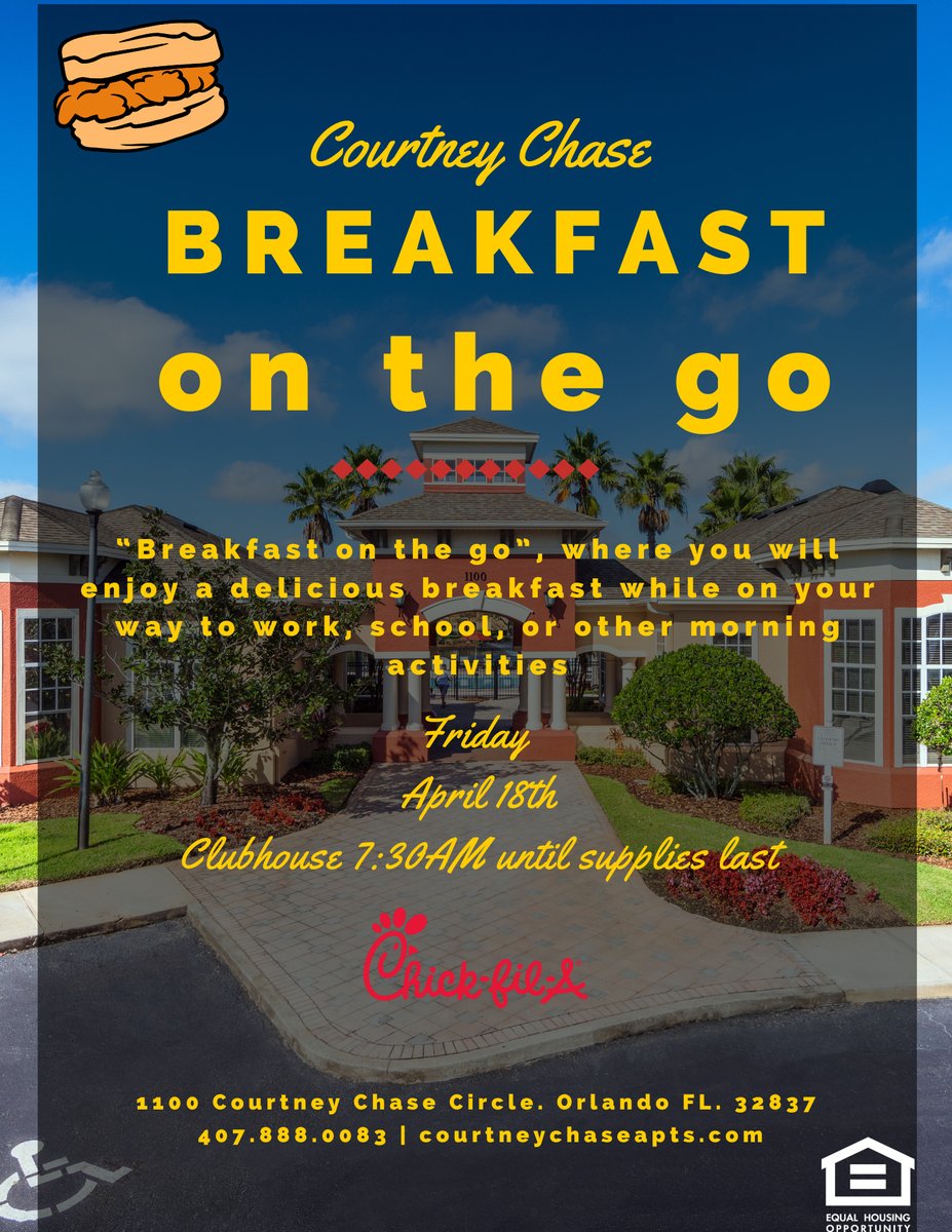 CourtneyChase04's tweet photo. Due to some changes in schedule we will be doign a breeakfast on the go on Friday 18th, startign at 7:30AM until supplies last. https://t.co/IOWe732B1a