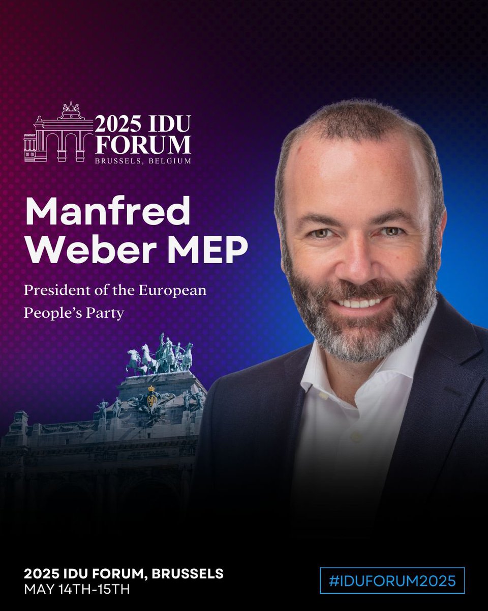 🎙️ We are honoured to welcome the President of the <a href="/EPP/">EPP</a> <a href="/ManfredWeber/">Manfred Weber</a> MEP to the 2025 IDU Forum in Brussels!

From his deep roots in Bavarian politics to leading the largest political group in the European Parliament, President Weber has been a driving force in defending our