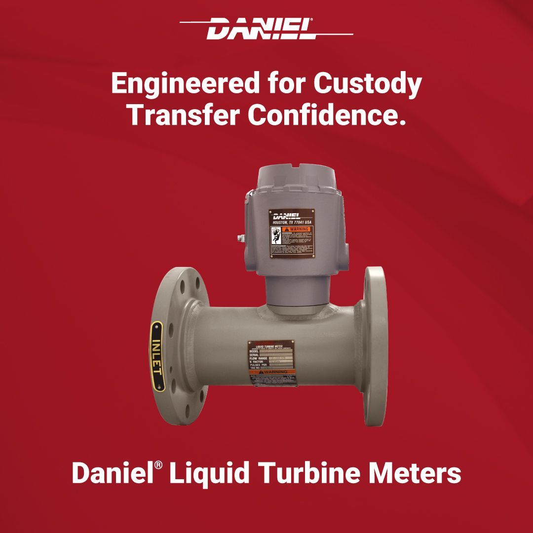 DanielFlowNews's tweet photo. You can’t manage what you can’t measure—so why settle for anything less than Daniel®? ⚙️💧

When accuracy, repeatability, and reliability are non-negotiable, Daniel® Liquid Turbine Meters deliver.

✔️ Accuracy up to ±0.15%
✔️ Wide flow range, minimal pressure drop
✔️ Rugged construction for demanding applications
✔️ Designed for custody transfer and refined products
✔️ Enhanced with next-gen electronics for pulse integrity and real-time diagnostics

💡 Built for the field. Trusted at the terminal.

Whether you're measuring light hydrocarbons, crude, or refined products—Daniel® Turbine Meters don’t just keep up—they lead.

#DanielMeasurement #TurbineMeters #FlowMeasurement #CustodyTransfer #Daniel