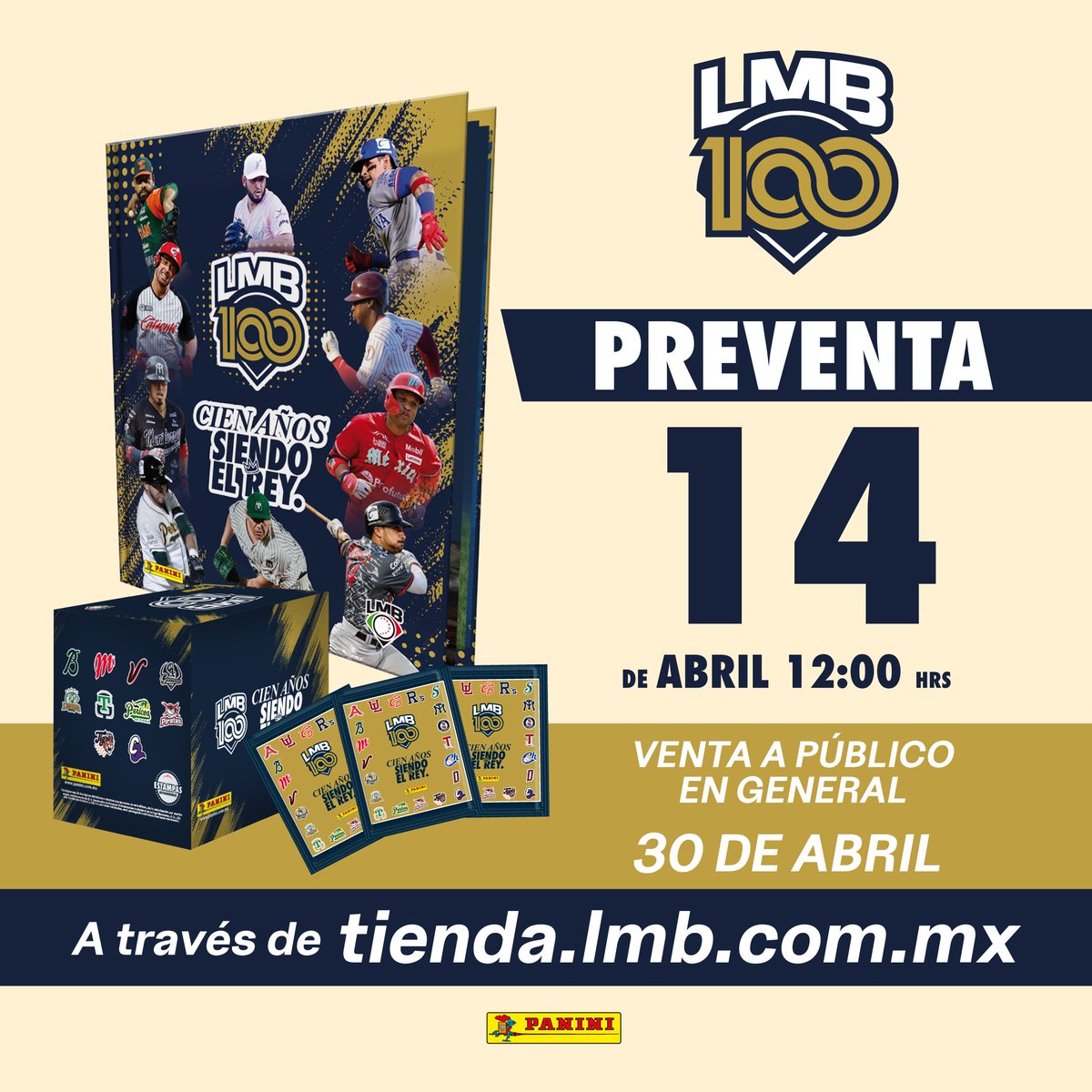 Tus Peloteros favoritos inmortalizados. 🤩⚾

Hoy 14 de abril aprovecha la Preventa a partir de las 12:00 horas en tienda.lmb.com.mx del Álbum Panini celebrando el Centenario de la <a href="/LigaMexBeis/">Liga Mexicana de Beisbol</a> 👏🏻

¿A quién te gustaría Ver en el Álbum?  👀

La preventa se abre a las 12:00*