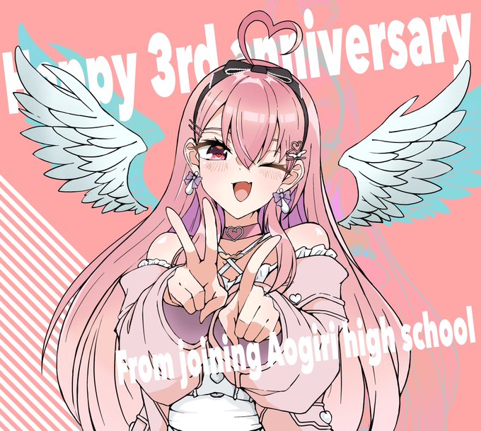 あおぎり加入3周年、おめりえる!! こうしてアニバーサリーイラスト描くと、応援始めてから一年以上経つんだな、としみじみ思います。 これからも貴女らしく輝いてくださいませ! #アトりえる #我部りえる